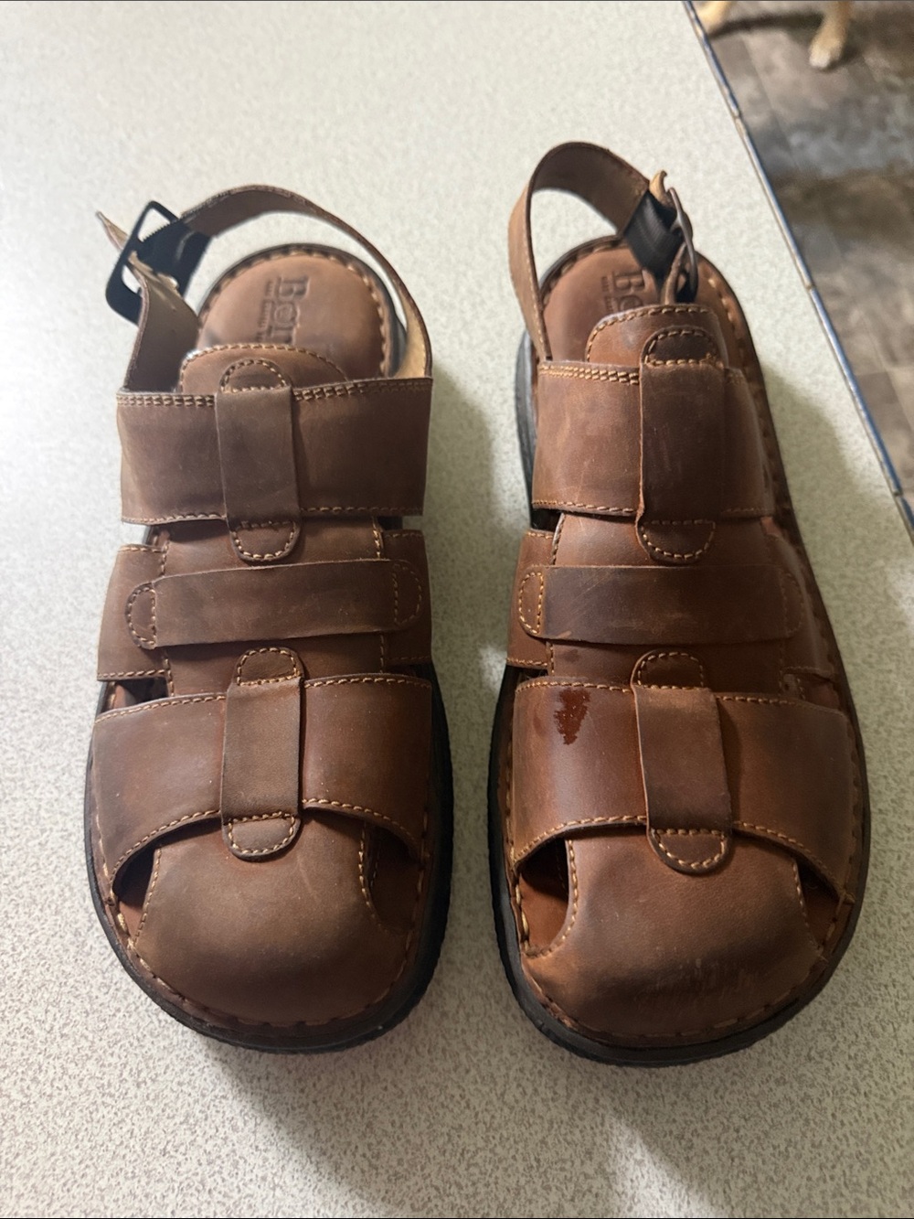 Born Tan Leather Logo Patch Footwear Detail